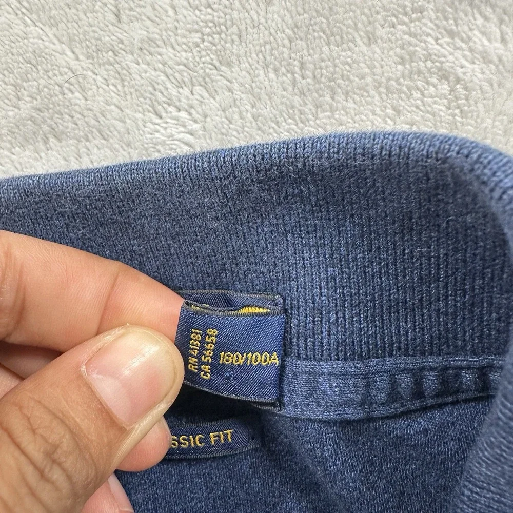 Polo Ralph Lauren Polo Shirt Men's L Blue Short Sleeve Custom Classic Fit Cotton